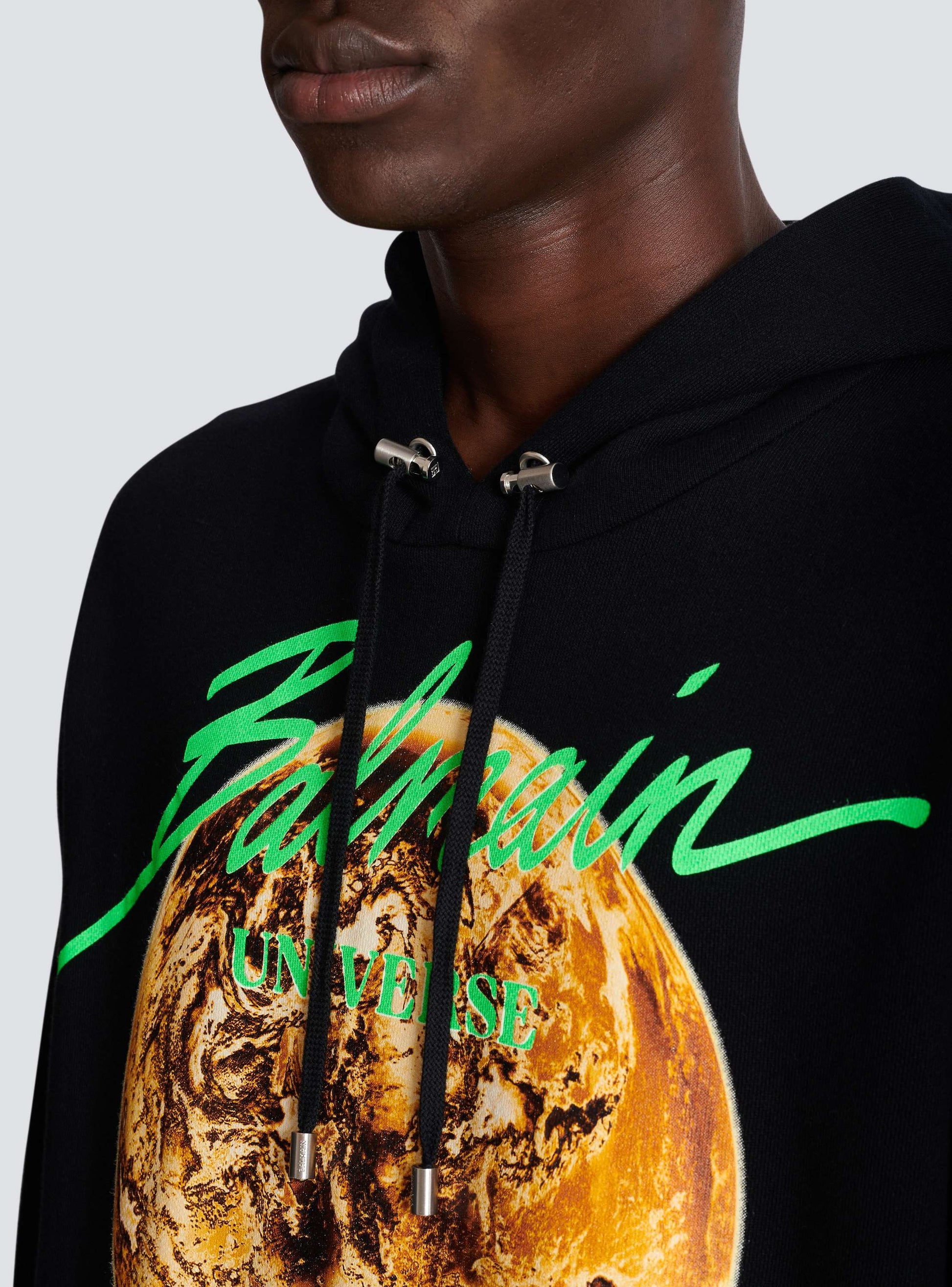 Printed Balmain Universe logo and planet hoodie