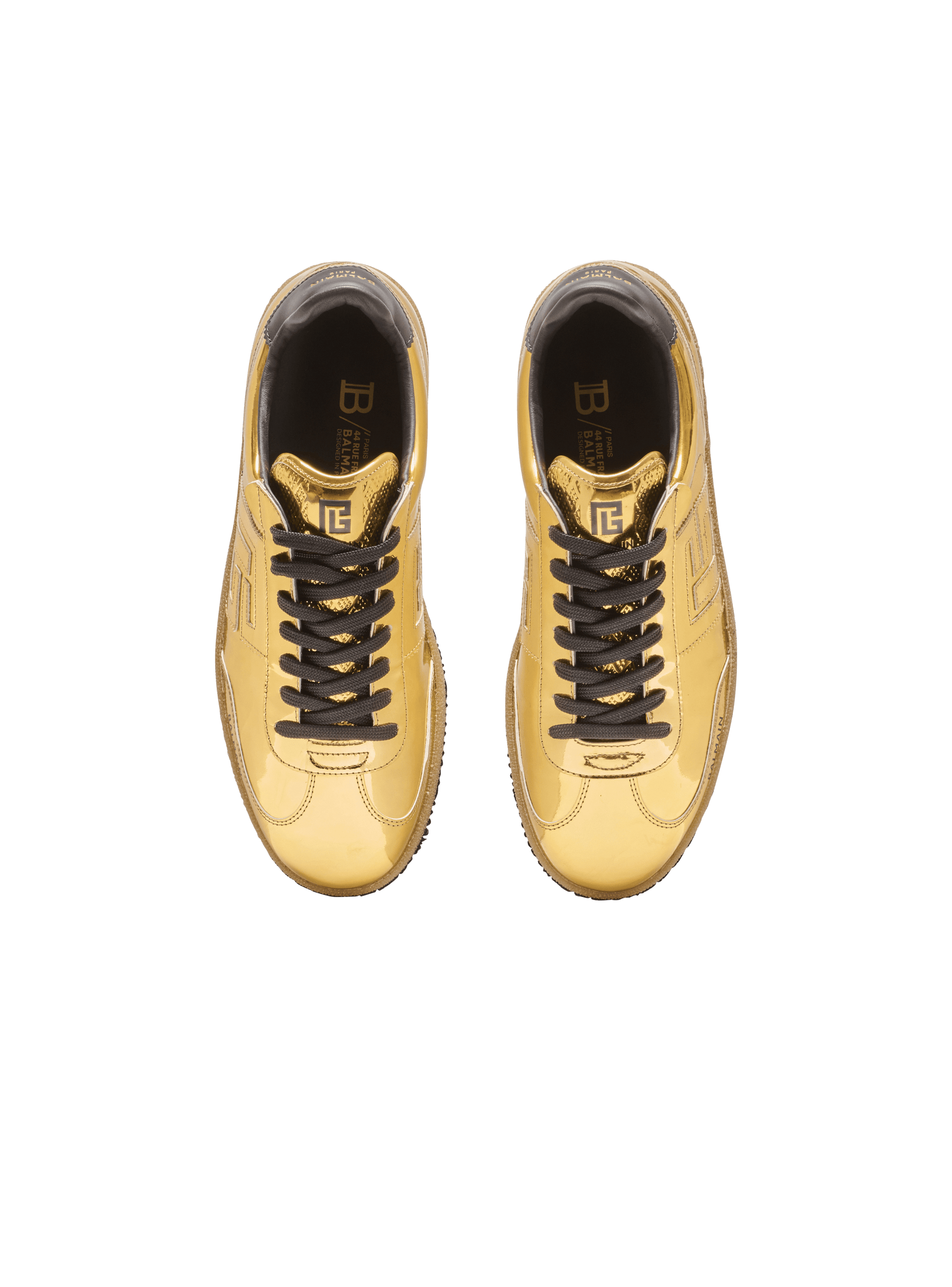 Balmain Swan trainers in mirror-effect leather